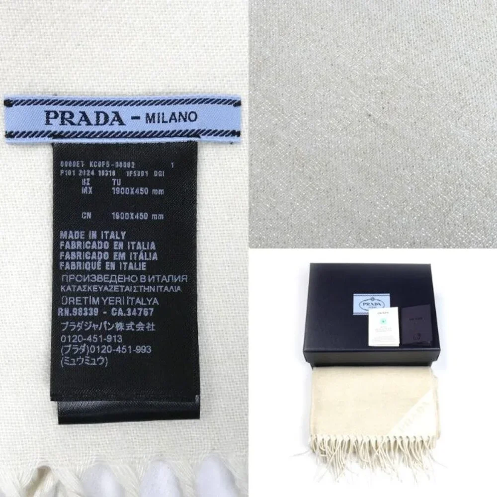 Prada Jacquard Evening Scarf Gold And White 1 Fs091 dgi f0 X0 a IC Chip Silk - Picture 6 of 6